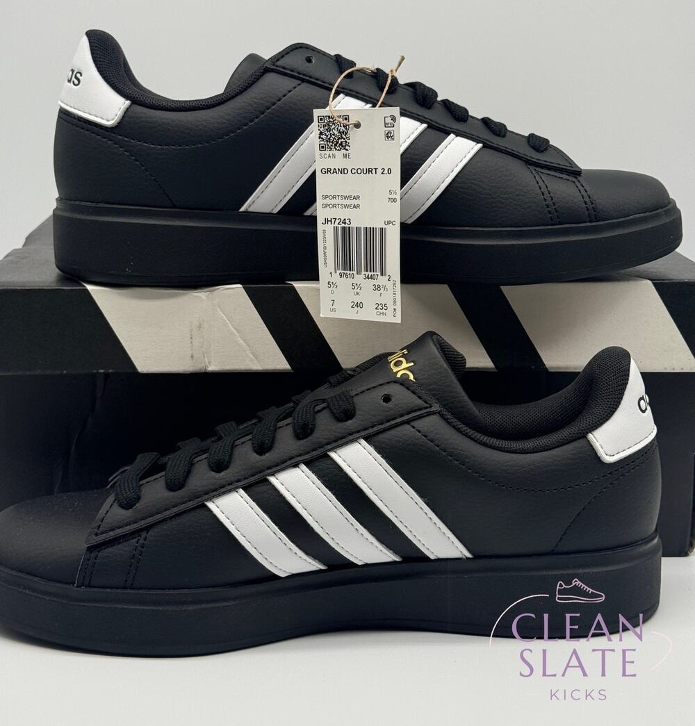 Adidas Grand Court 2.0 Black/White Men's 7 NIB